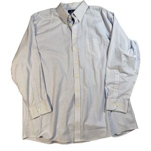 Stafford Mens Travel Wrinkle Free Oxford Stripe Button Down Shirt 18 34-35 xxl
